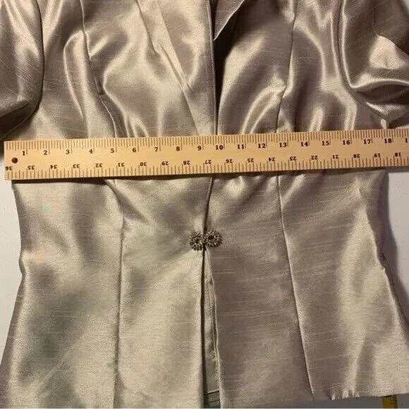 Cachet Champagne Mother of the Bride Full Length Shimmery Dress & Jacket Formal - Picture 14 of 16